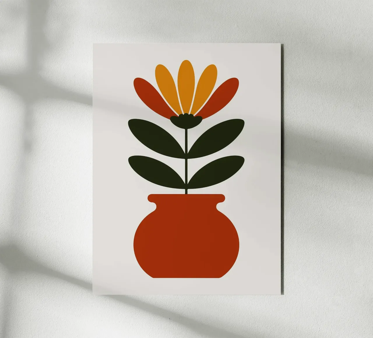 Illustrazione minimalista di un fiore in vaso alluminio dibond da PosterByFly