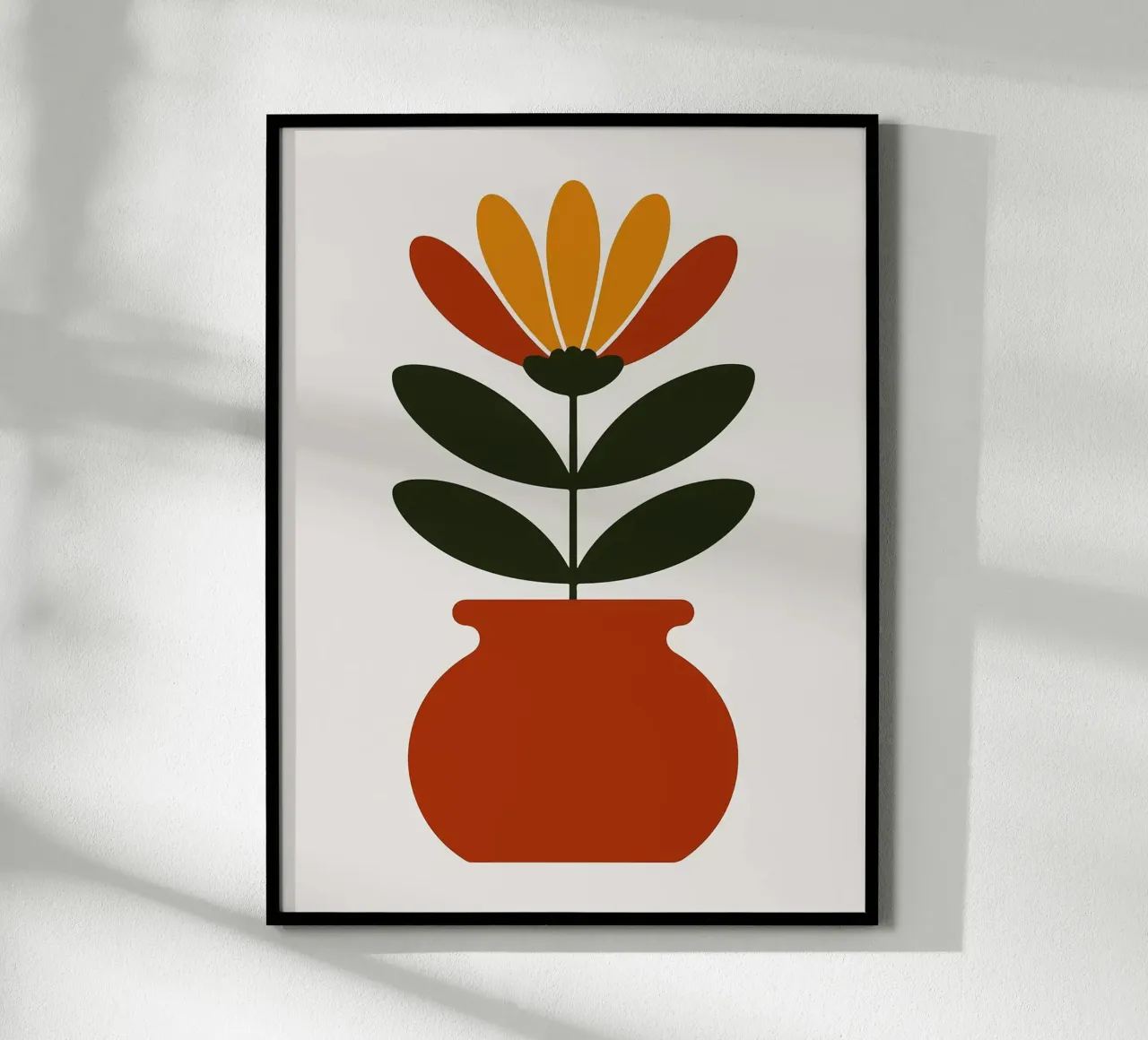 Illustrazione minimalista di un fiore in vaso carta hahnemühle da PosterByFly
