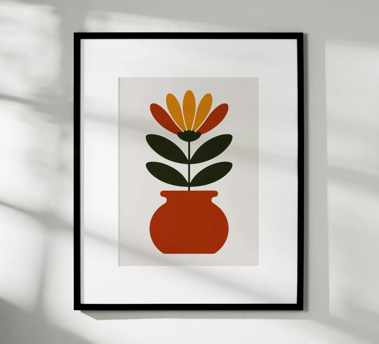 Illustrazione minimalista di un fiore in vaso carta hahnemühle da PosterByFly