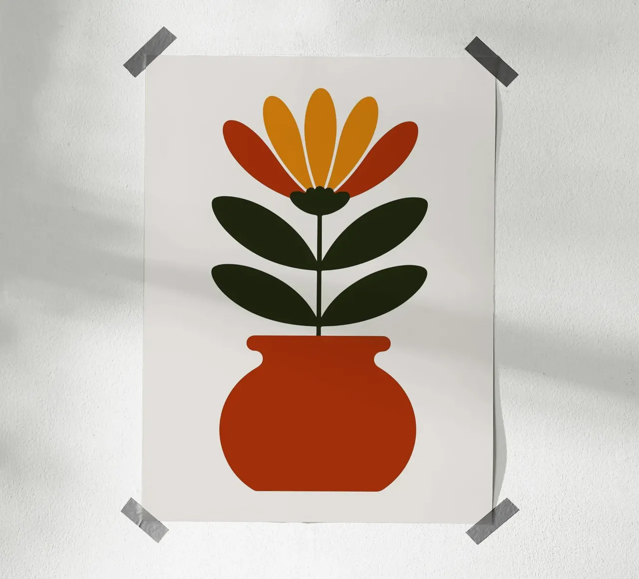 Illustrazione minimalista di un fiore in vaso carta hahnemühle da PosterByFly