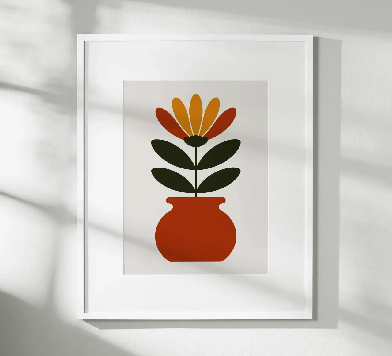 Illustrazione minimalista di un fiore in vaso carta hahnemühle da PosterByFly