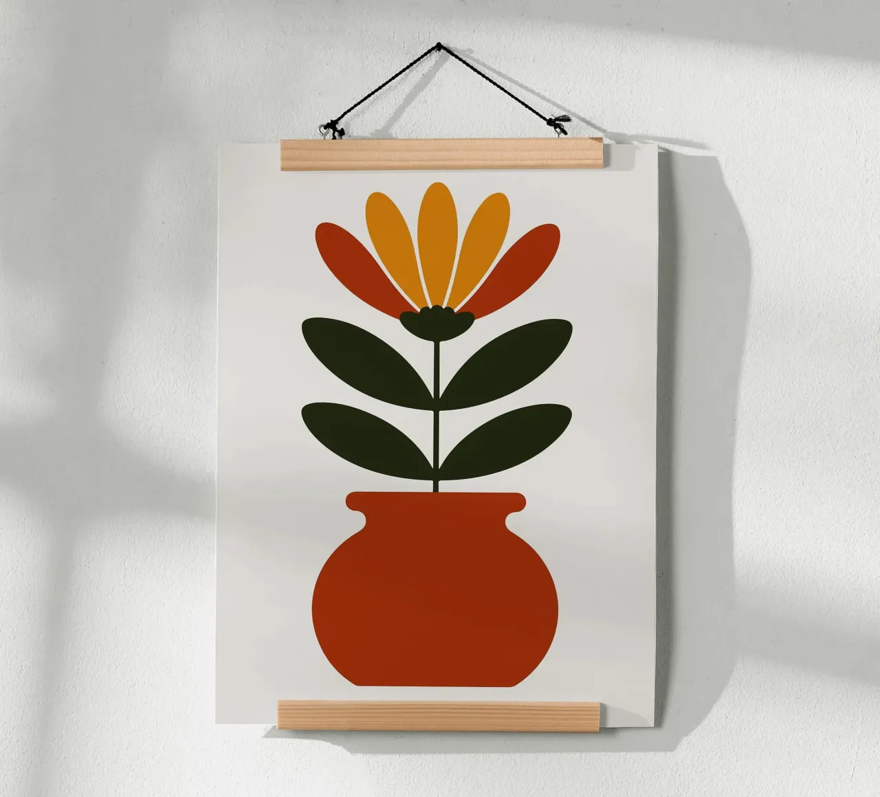 Illustrazione minimalista di un fiore in vaso carta hahnemühle da PosterByFly