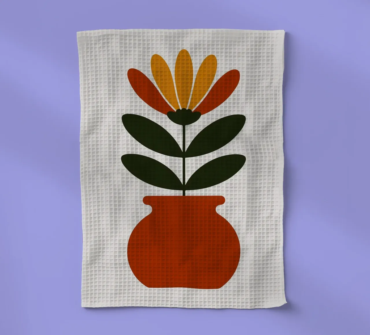 Illustrazione minimalista di un fiore in vaso canovaccio da cucina da PosterByFly