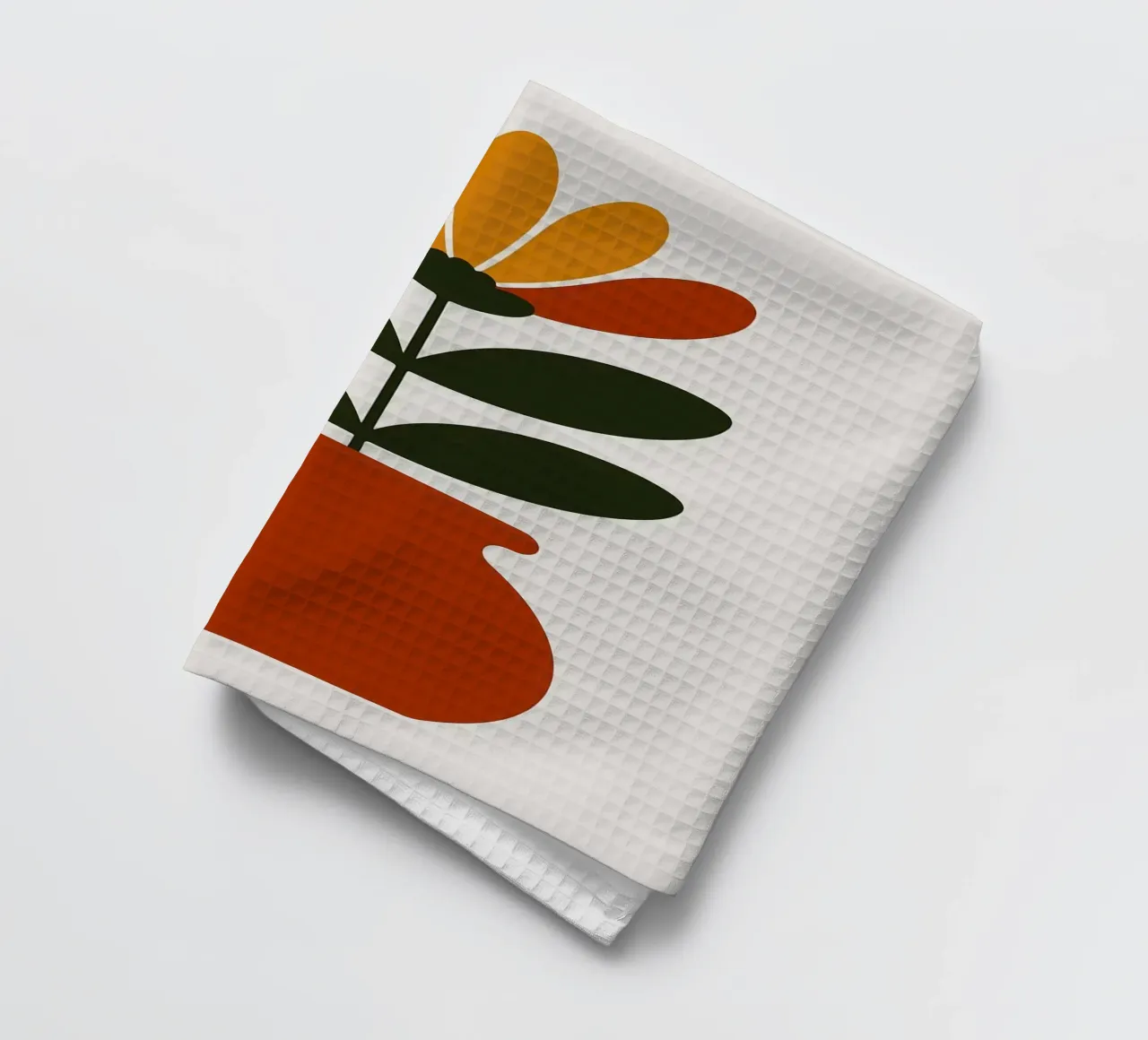 Illustrazione minimalista di un fiore in vaso canovaccio da cucina da PosterByFly