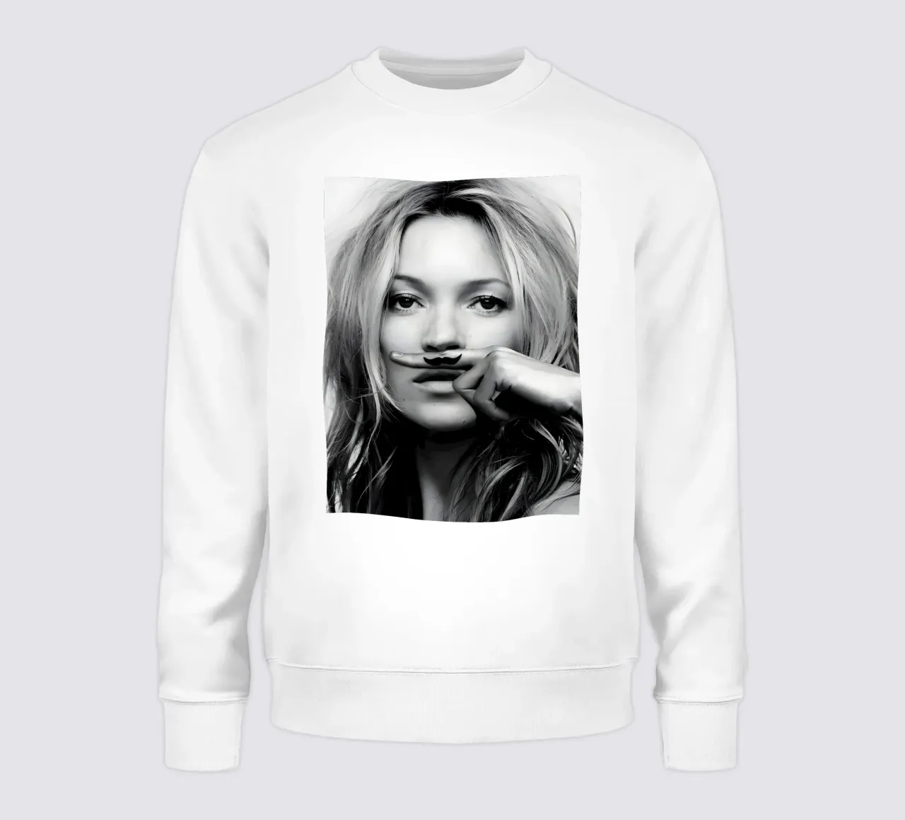 Monochrome Moustache Mock sudadera de vintage singer