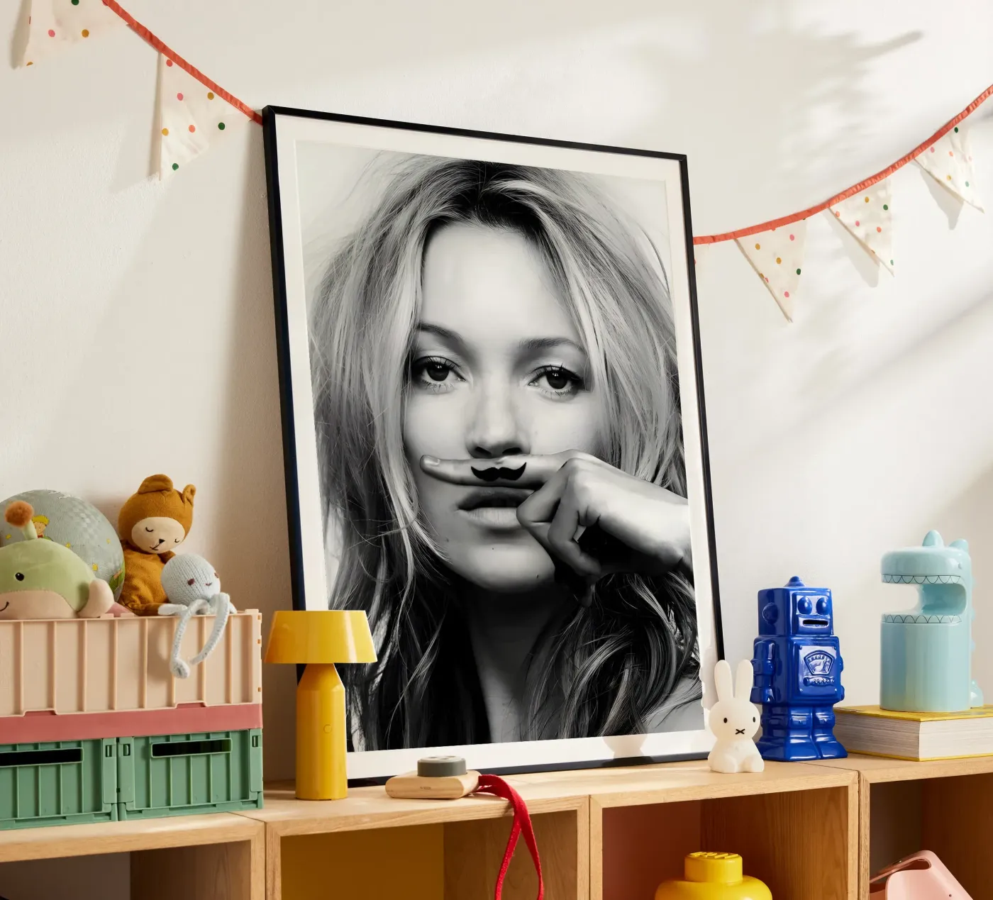 Baffo monocromatico poster da vintage singer