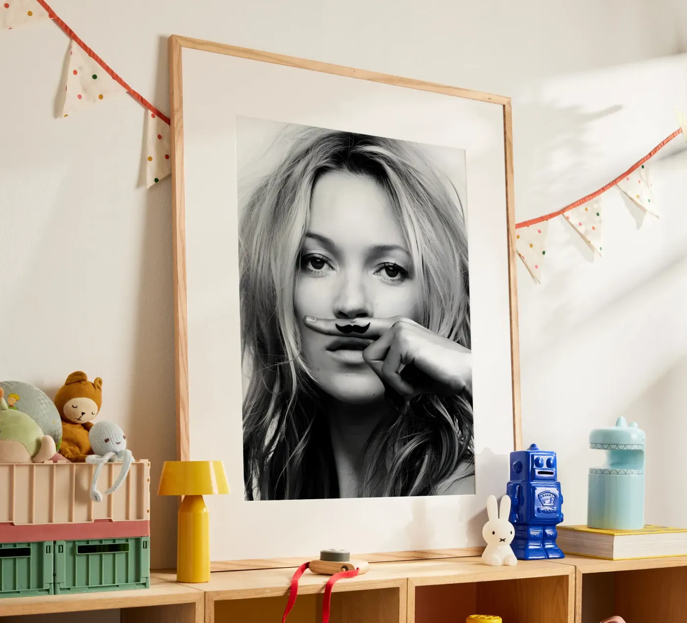 Baffo monocromatico poster da vintage singer