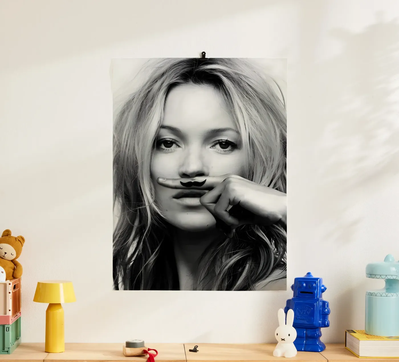 Baffo monocromatico poster da vintage singer