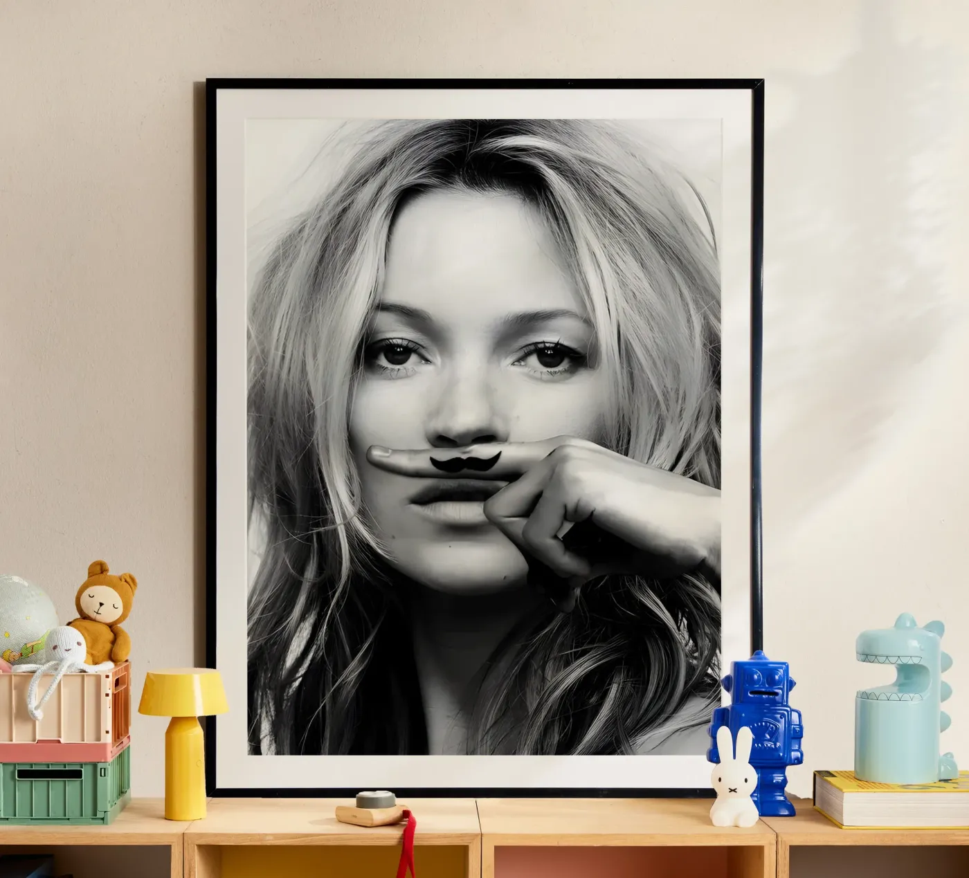 Baffo monocromatico poster da vintage singer