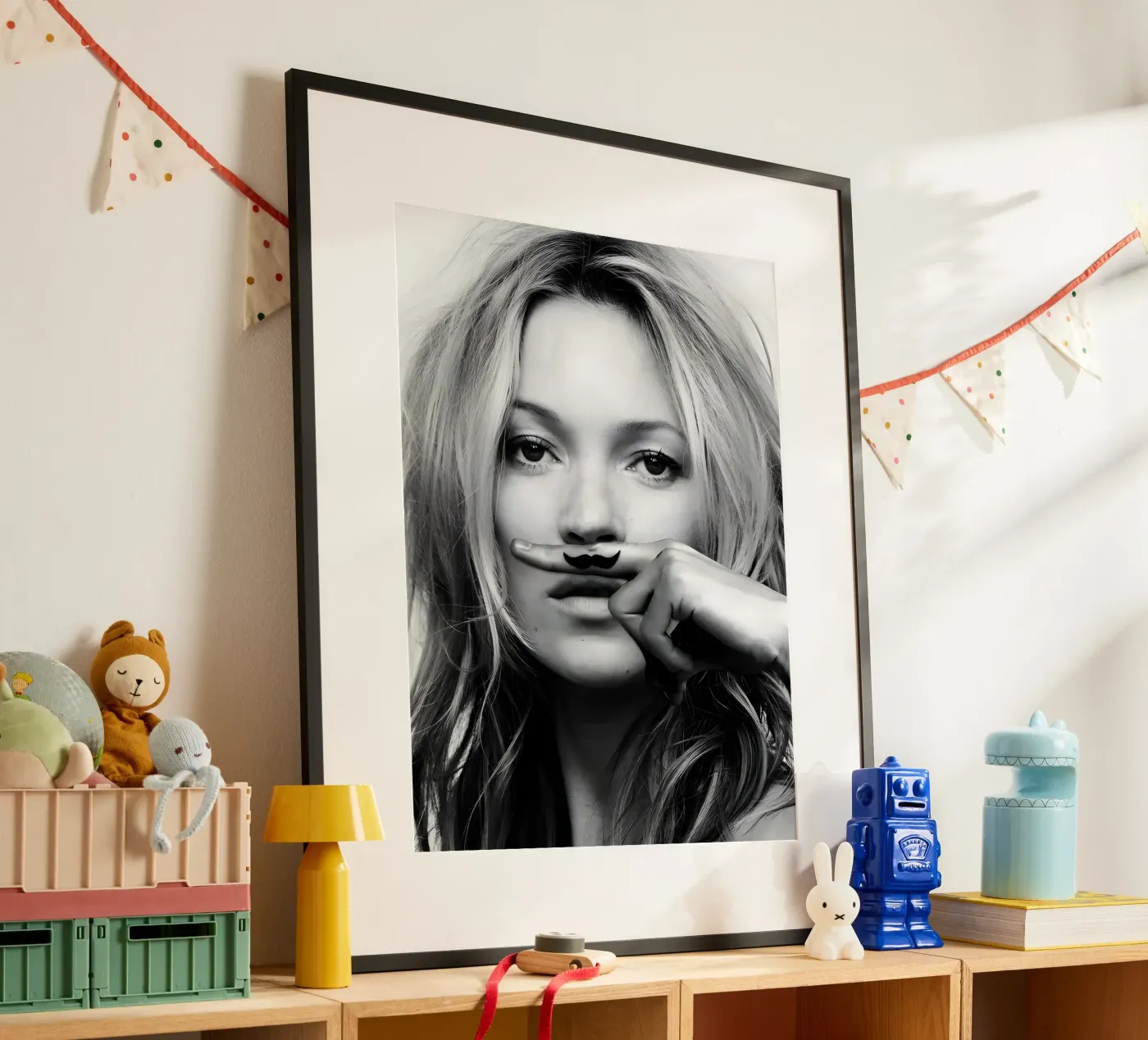 Baffo monocromatico poster da vintage singer