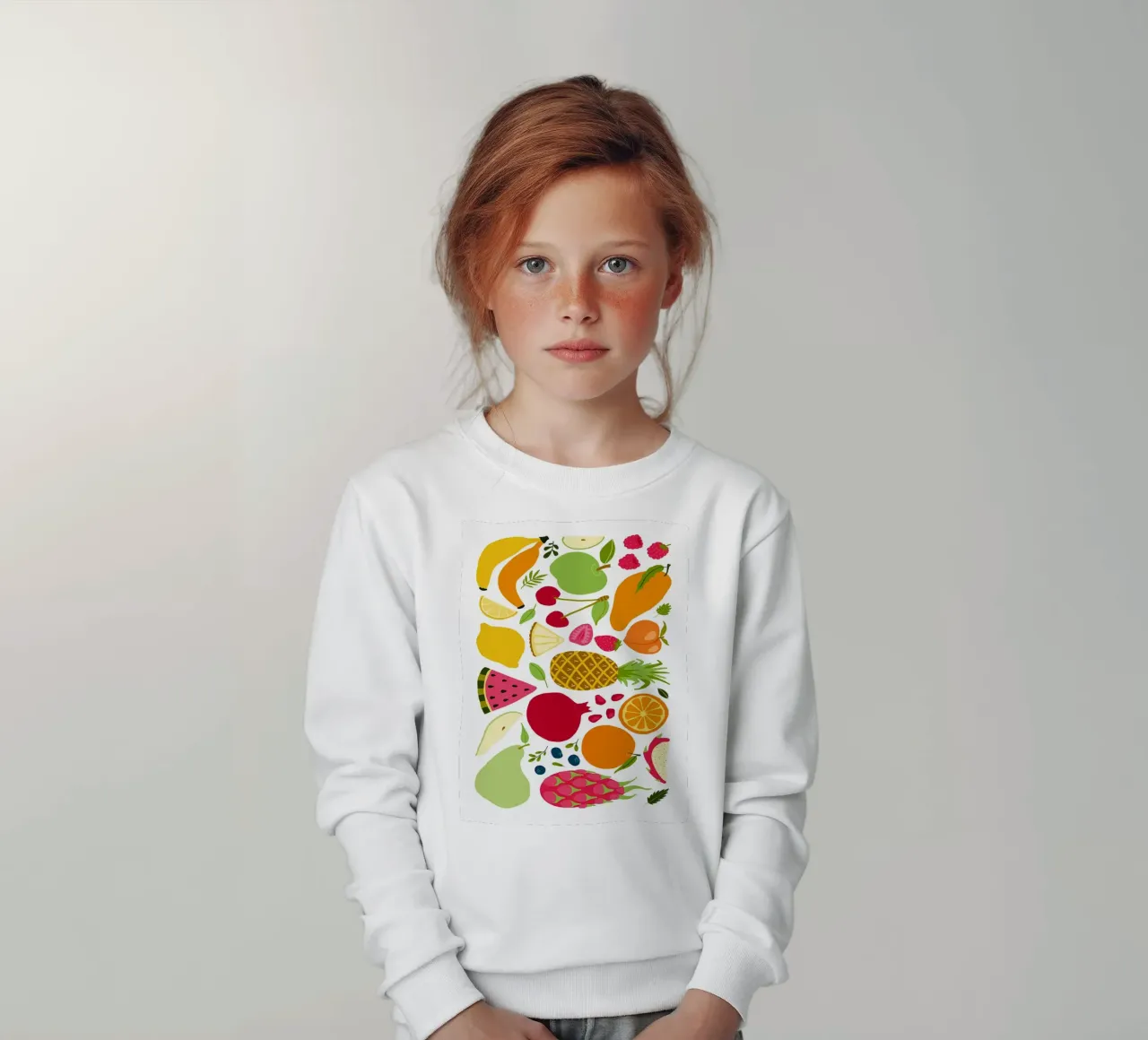 Assortimento colorato di frutta fresca felpa bambino da BasicShopByBell