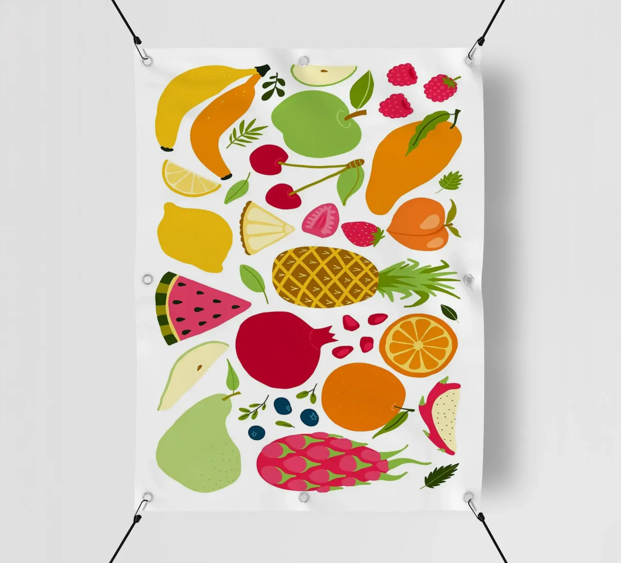 Assortimento colorato di frutta fresca telo in pvc da BasicShopByBell