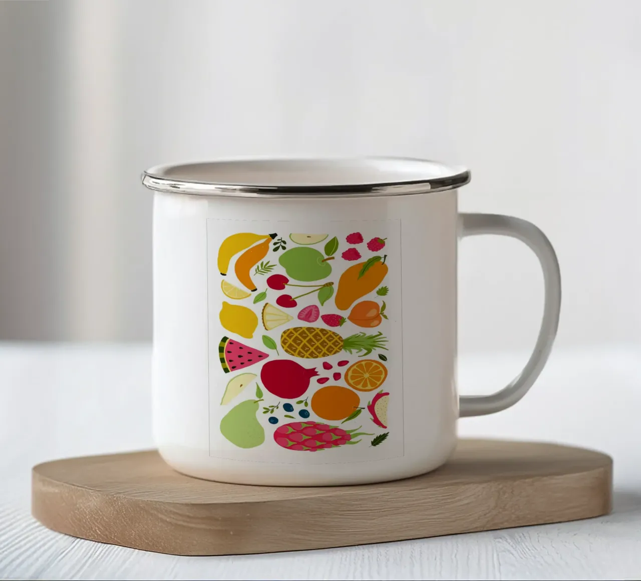 Assortimento colorato di frutta fresca tazza in smalto da BasicShopByBell