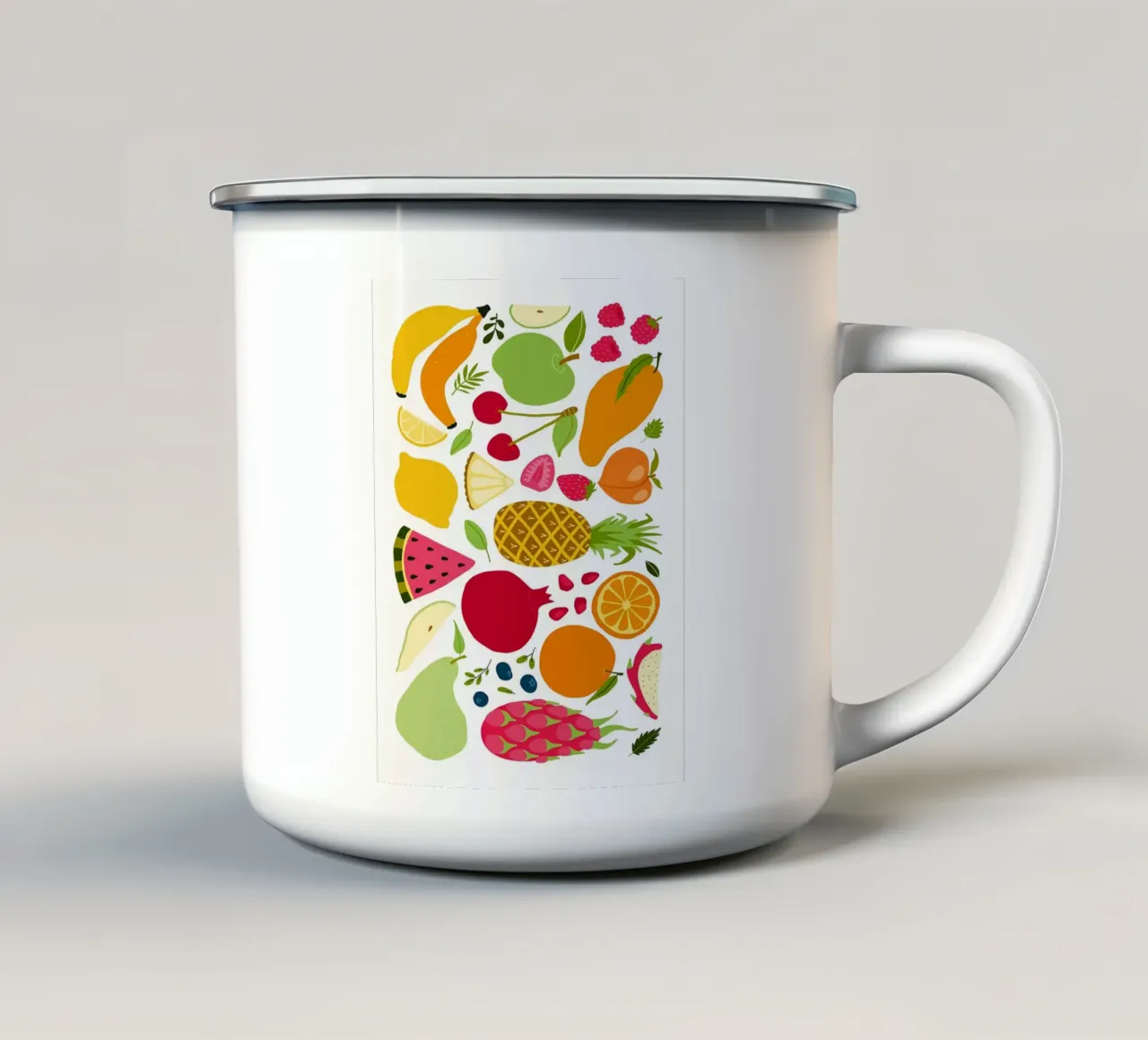 Assortimento colorato di frutta fresca tazza in smalto da BasicShopByBell