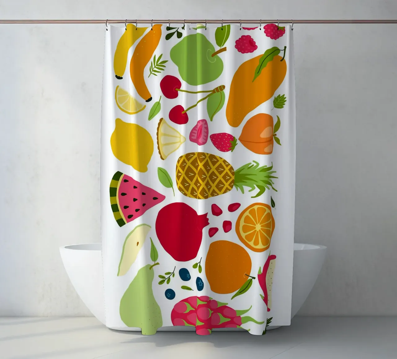 Assortimento colorato di frutta fresca tenda da doccia da BasicShopByBell