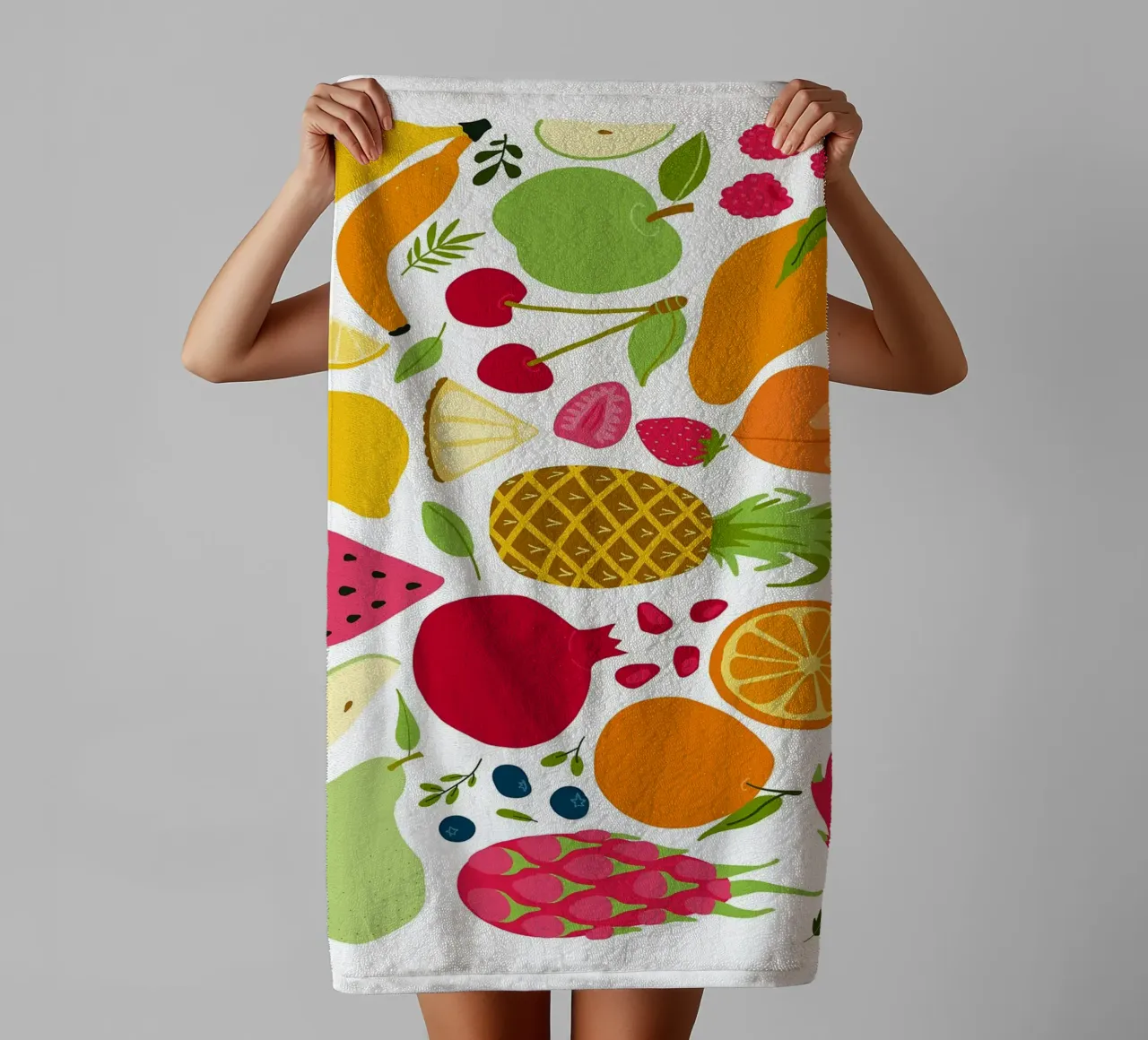 Assortimento colorato di frutta fresca asciugamano da bagno da BasicShopByBell