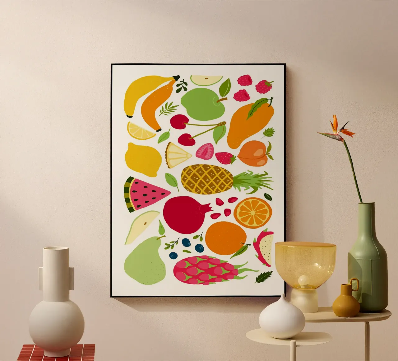 Assortimento colorato di frutta fresca plexiglass da BasicShopByBell