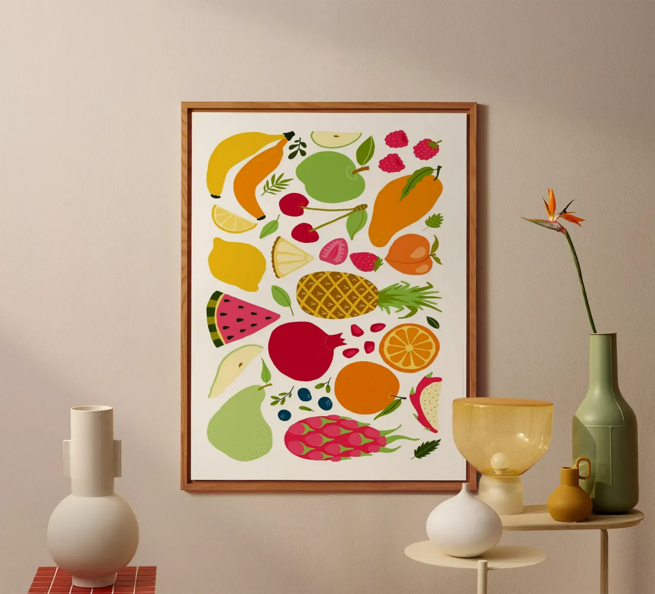 Assortimento colorato di frutta fresca pannello forex da BasicShopByBell