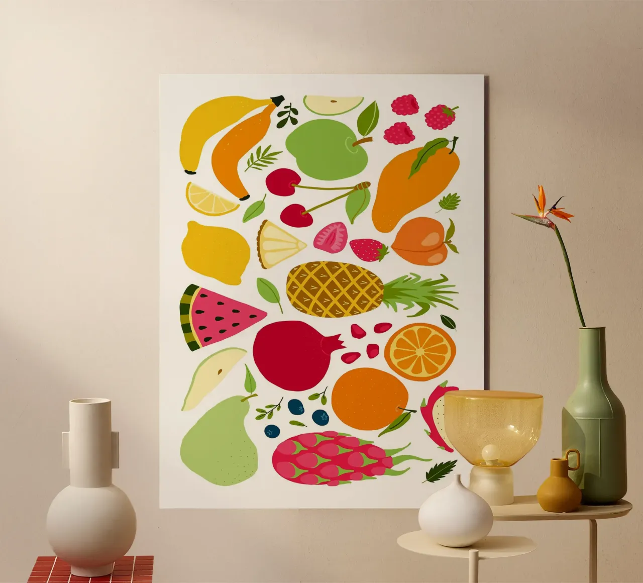 Assortimento colorato di frutta fresca pannello forex da BasicShopByBell