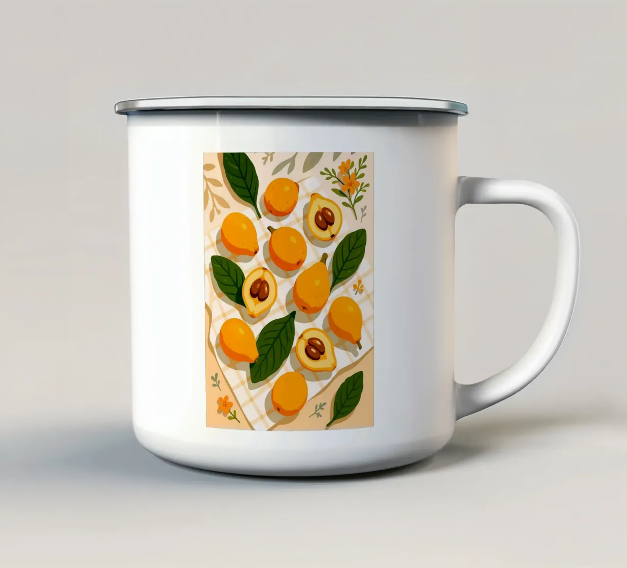 Nespola - Una tavola stilizzata tazza in smalto da BasicShopByBell