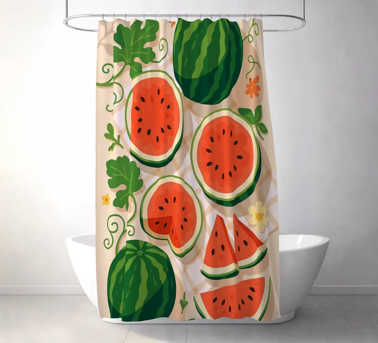 Sandía - Una mesa con estilo cortina de baño de BasicShopByBell
