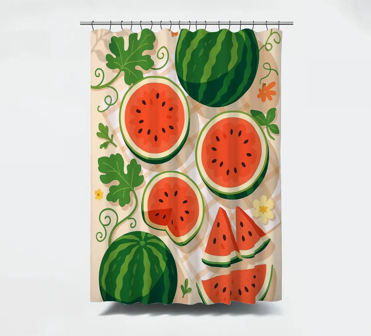 Sandía - Una mesa con estilo cortina de baño de BasicShopByBell