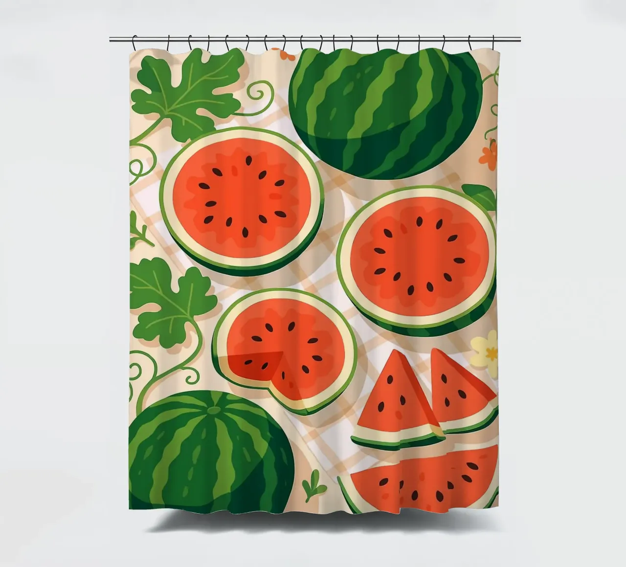 Sandía - Una mesa con estilo cortina de baño de BasicShopByBell