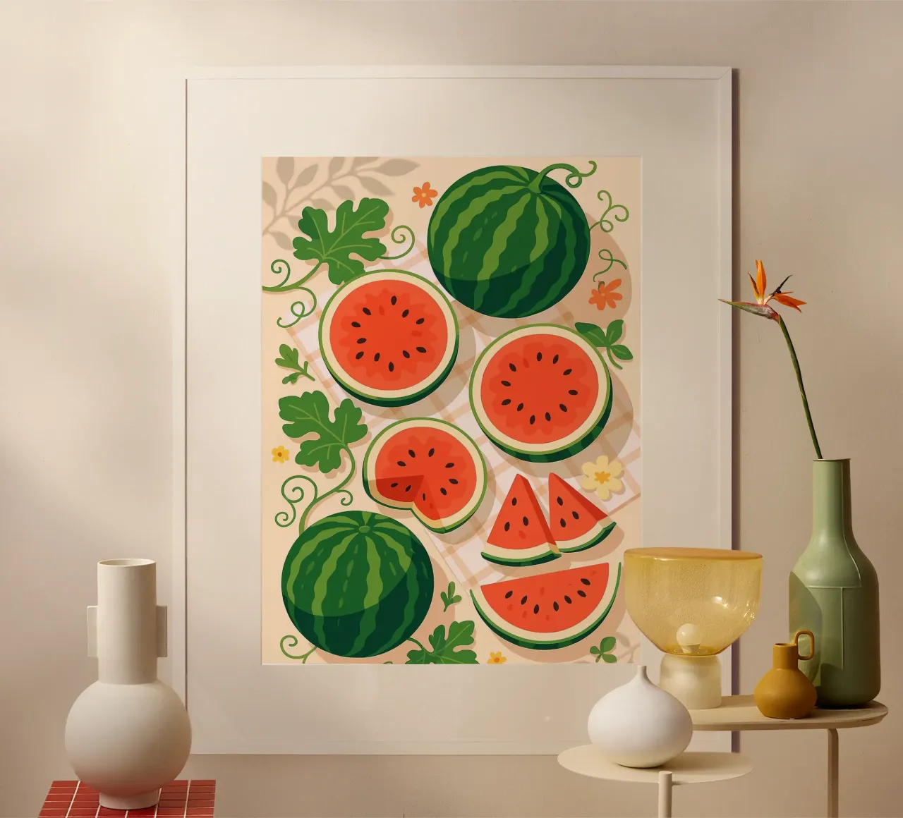 Wassermelone - Eine stilisierte Tischdekoration Poster von BasicShopByBell