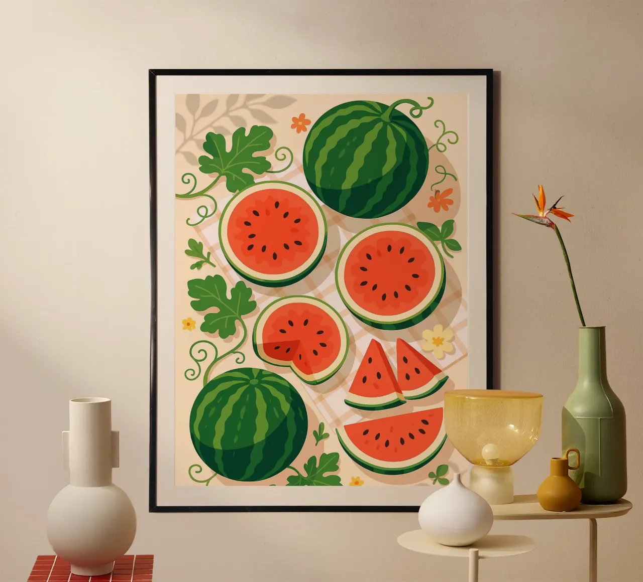 Wassermelone - Eine stilisierte Tischdekoration Poster von BasicShopByBell