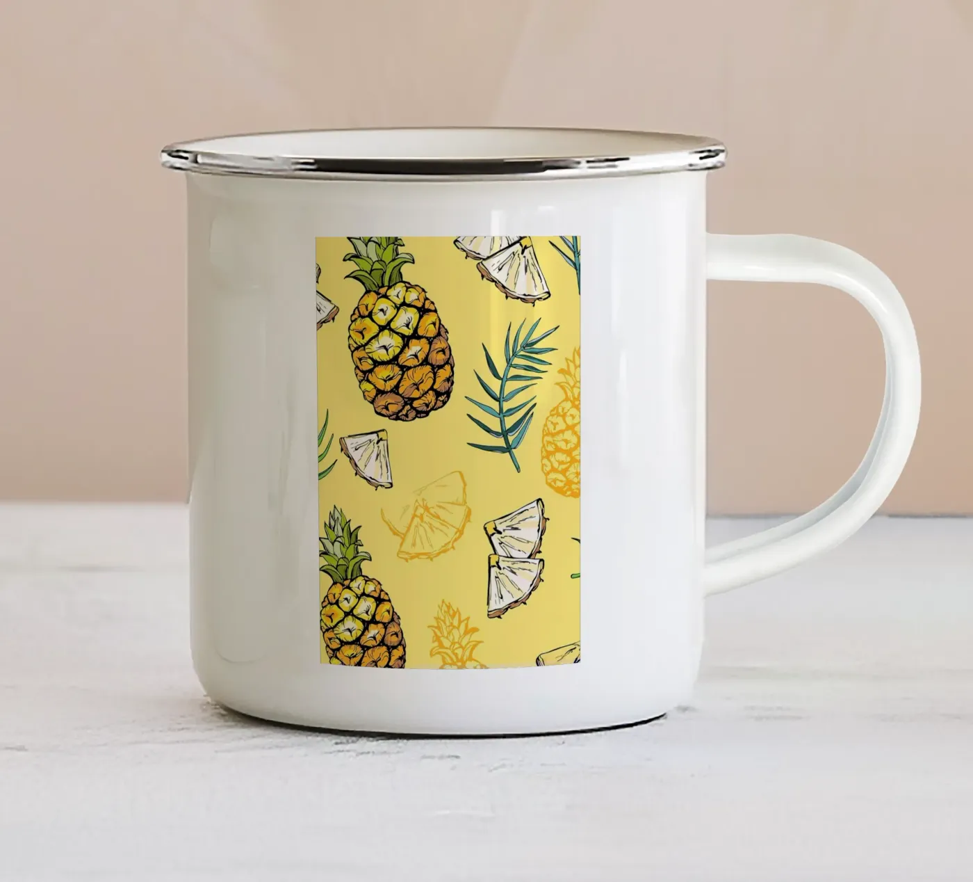 Pineapple Pattern enamel mug by BasicShopByBell