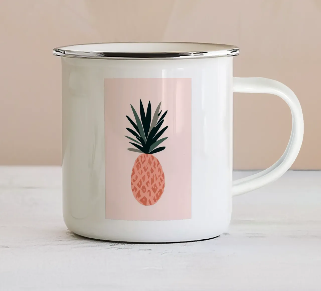 Illustrazione di ananas stilizzato tazza in smalto da BasicShopByBell