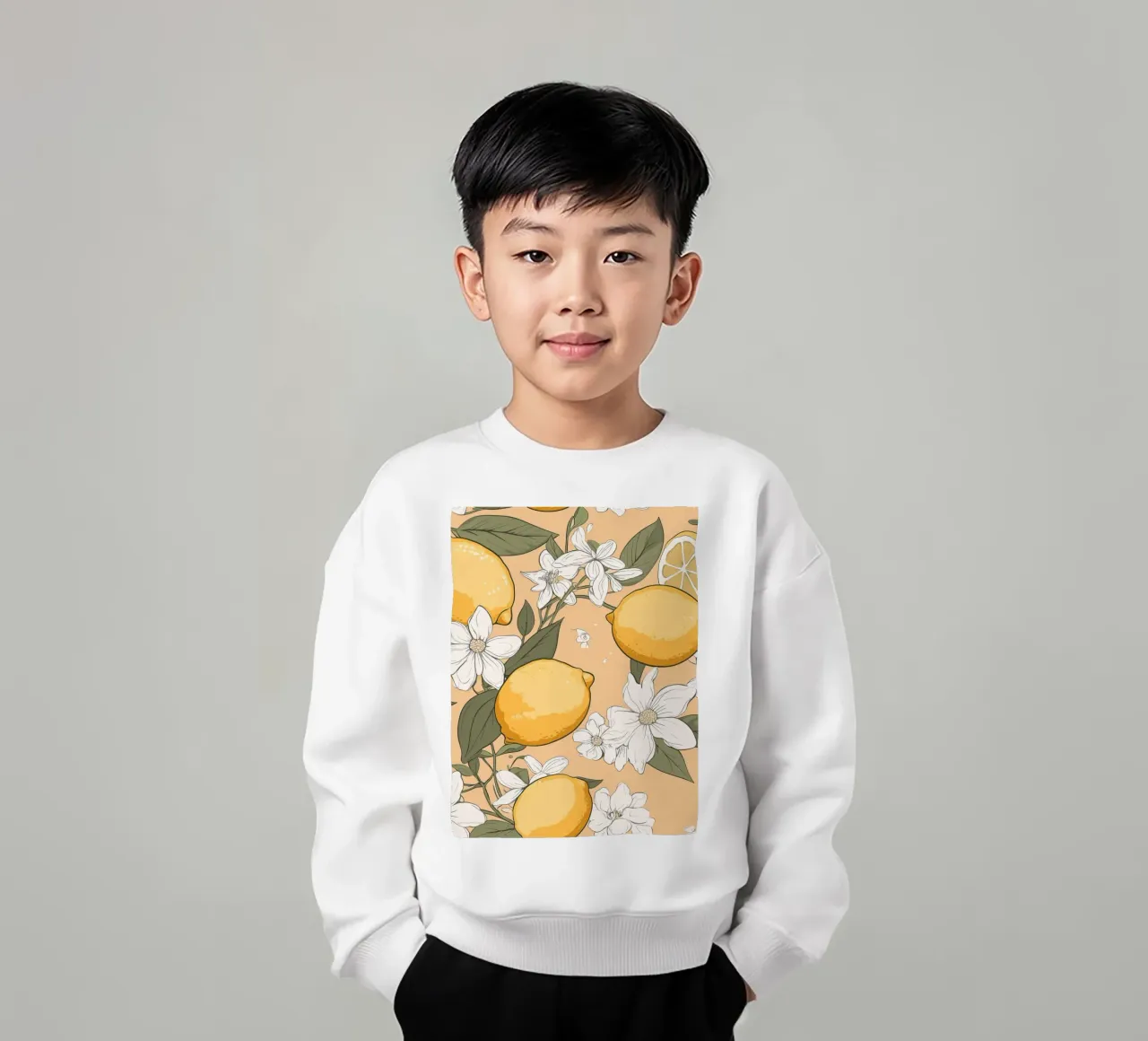Motivo dei fiori di limone felpa bambino da BasicShopByBell