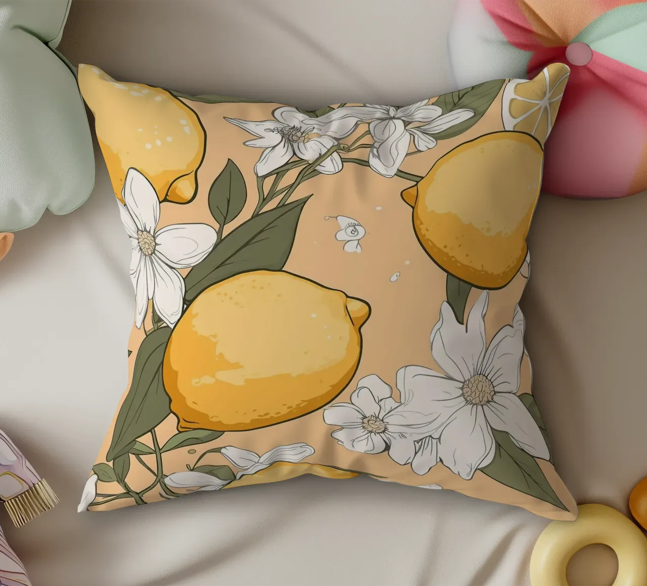 Motivo dei fiori di limone cuscino da BasicShopByBell