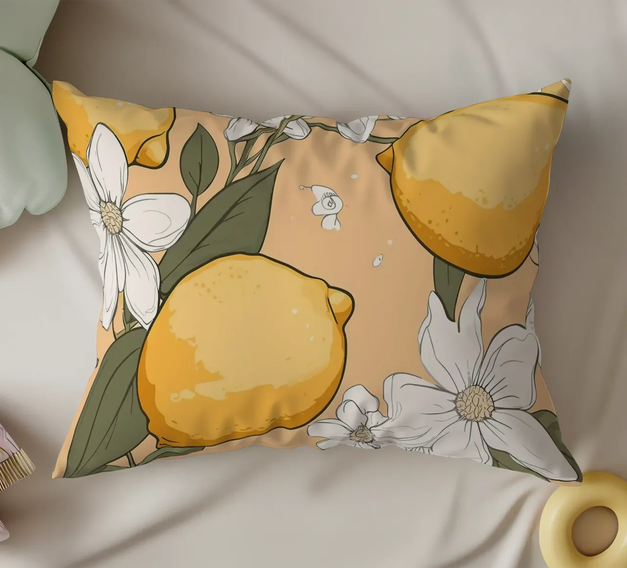 Motivo dei fiori di limone cuscino da BasicShopByBell