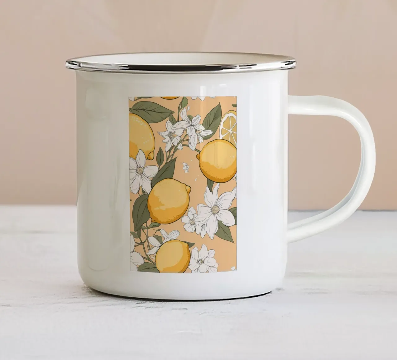 Motivo dei fiori di limone tazza in smalto da BasicShopByBell