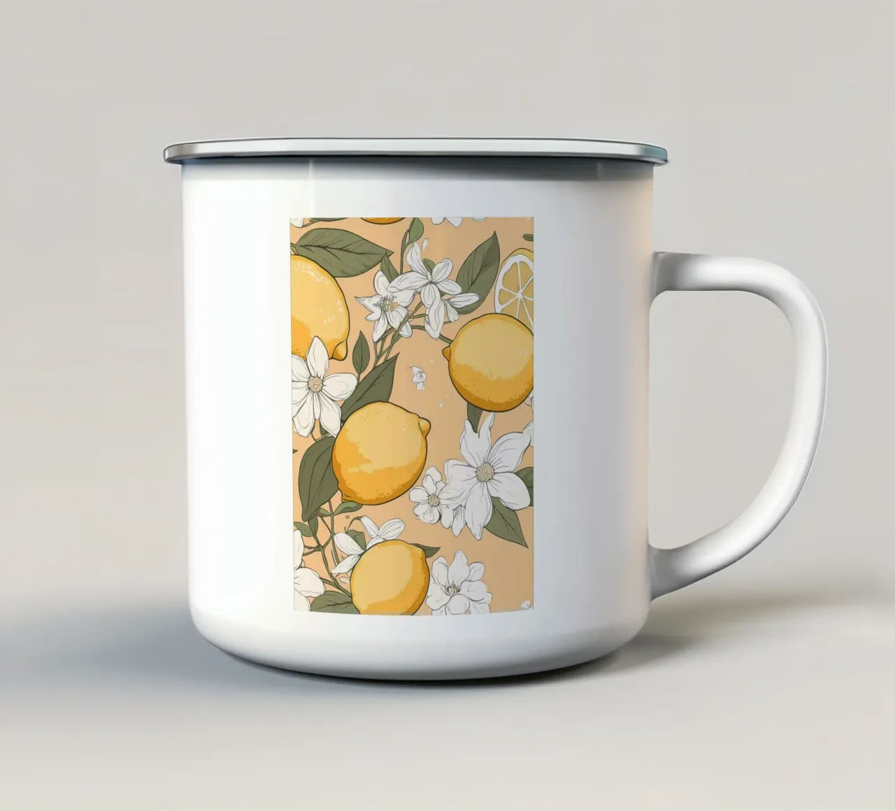 Motivo dei fiori di limone tazza in smalto da BasicShopByBell