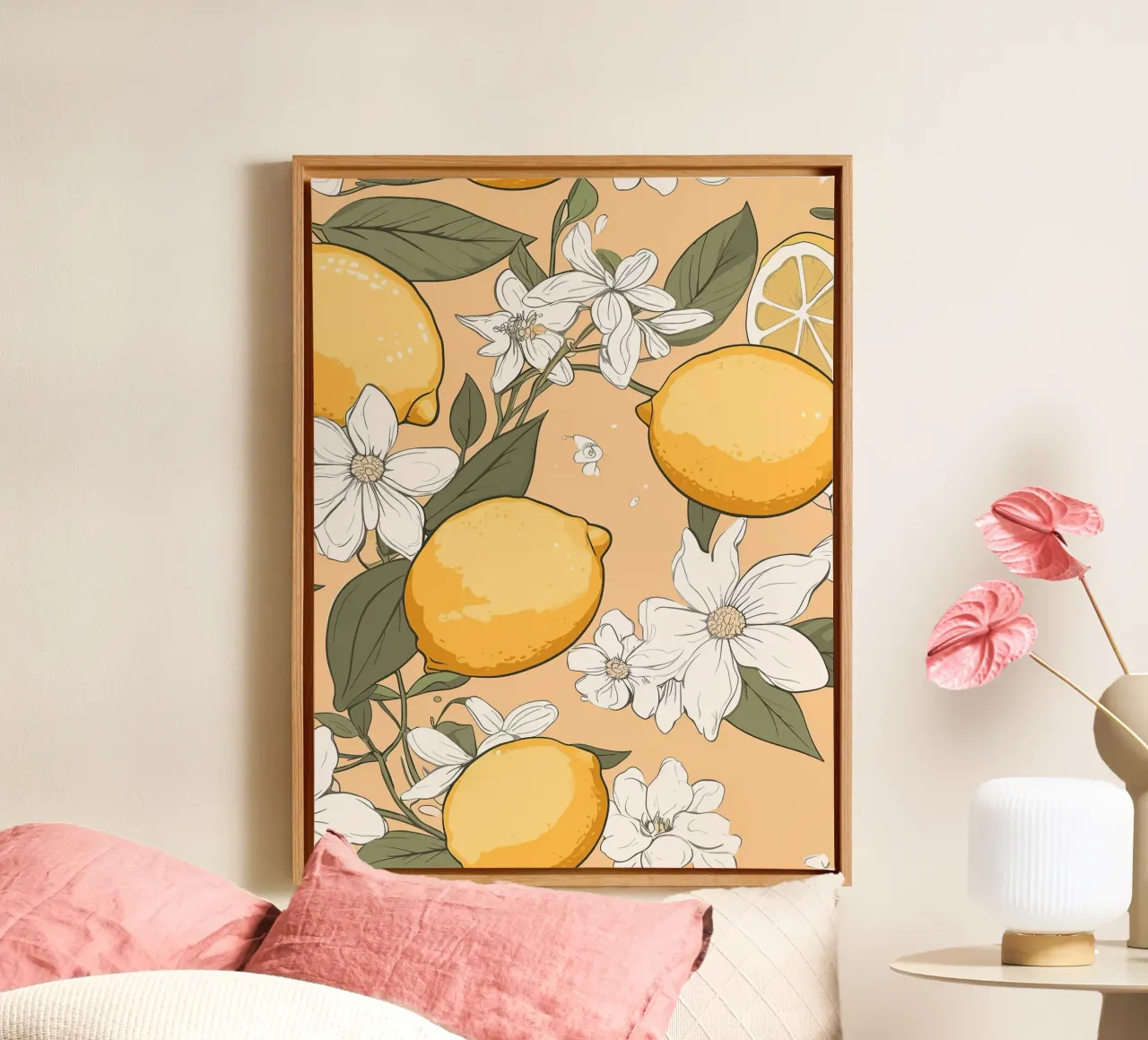 Lemon Blossom Pattern canvas by BasicShopByBell