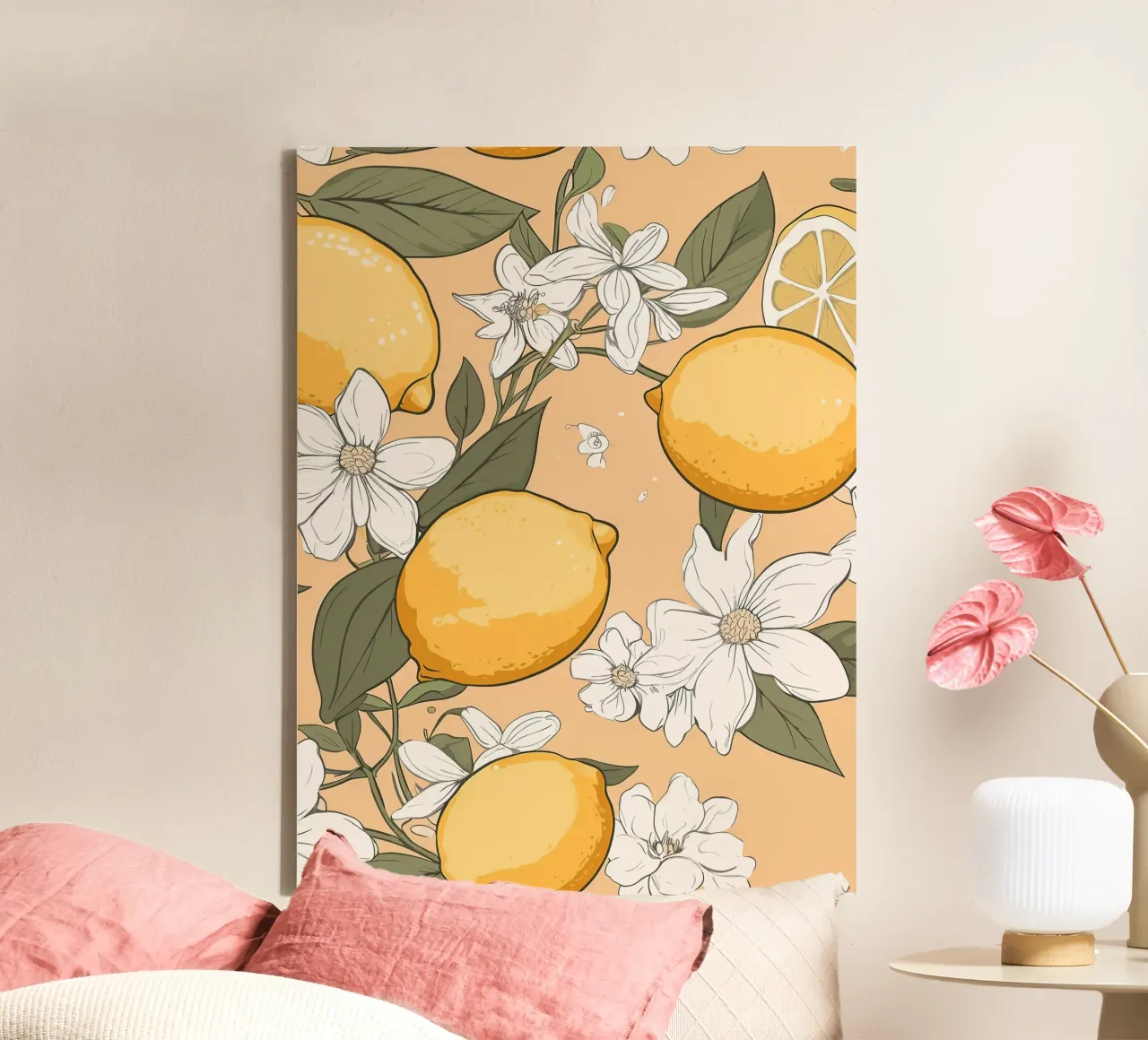 Lemon Blossom Pattern canvas by BasicShopByBell