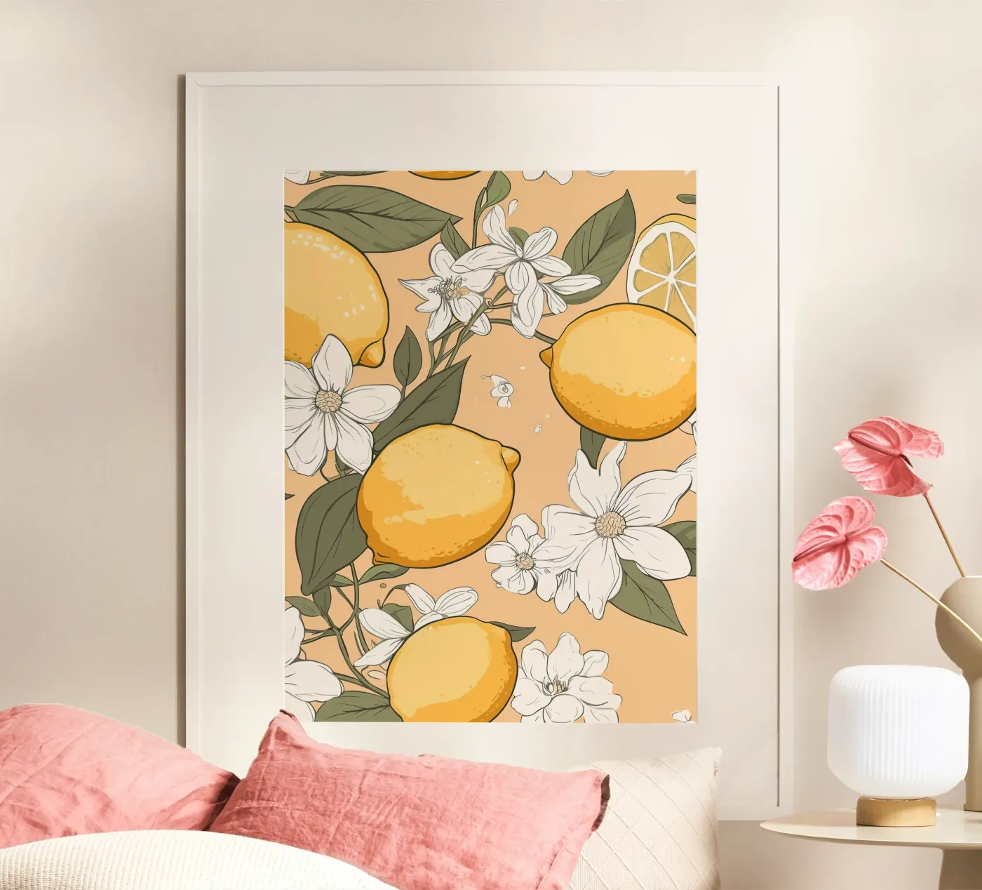 Lemon Blossom Pattern poster by BasicShopByBell