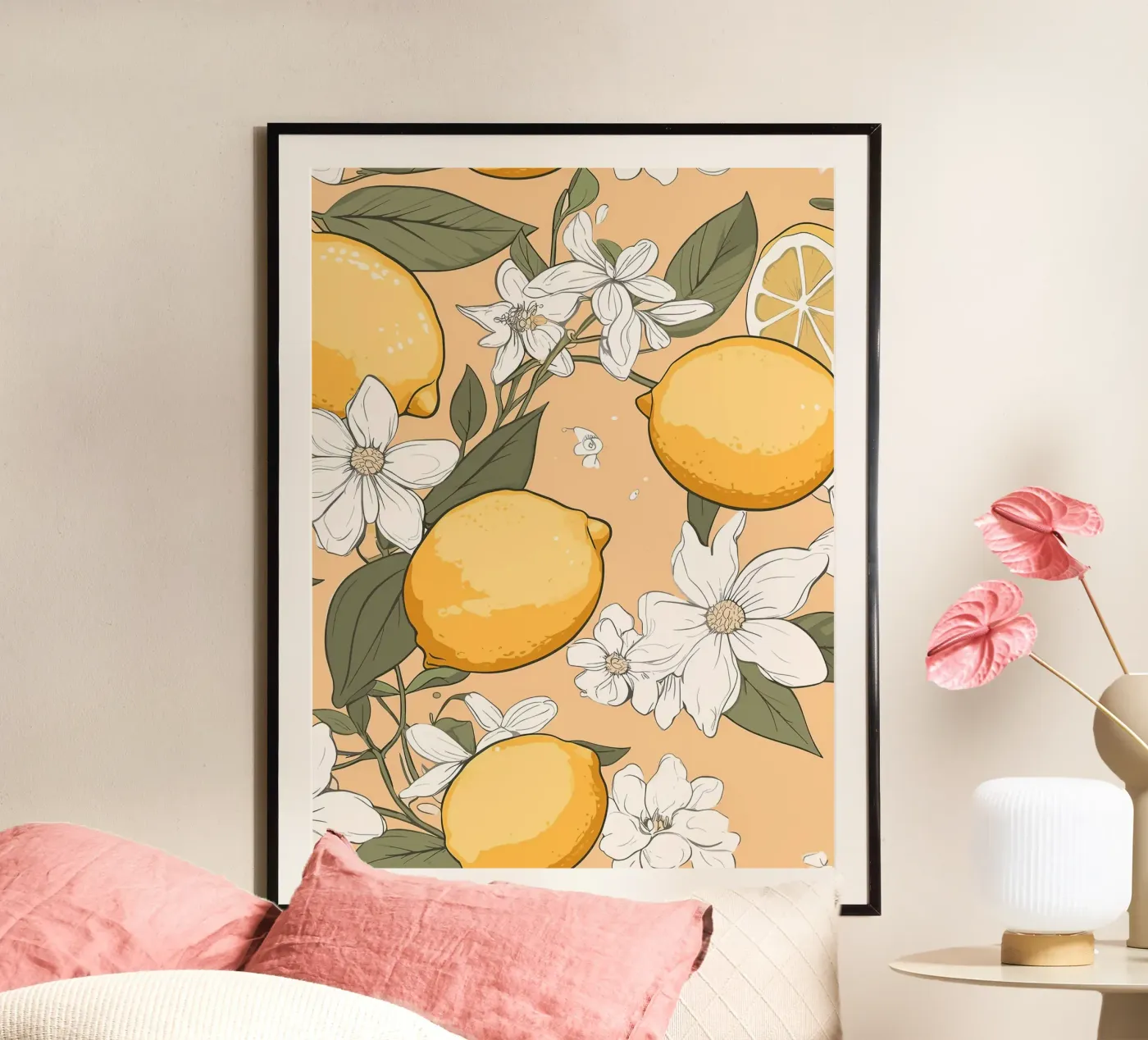 Lemon Blossom Pattern poster by BasicShopByBell