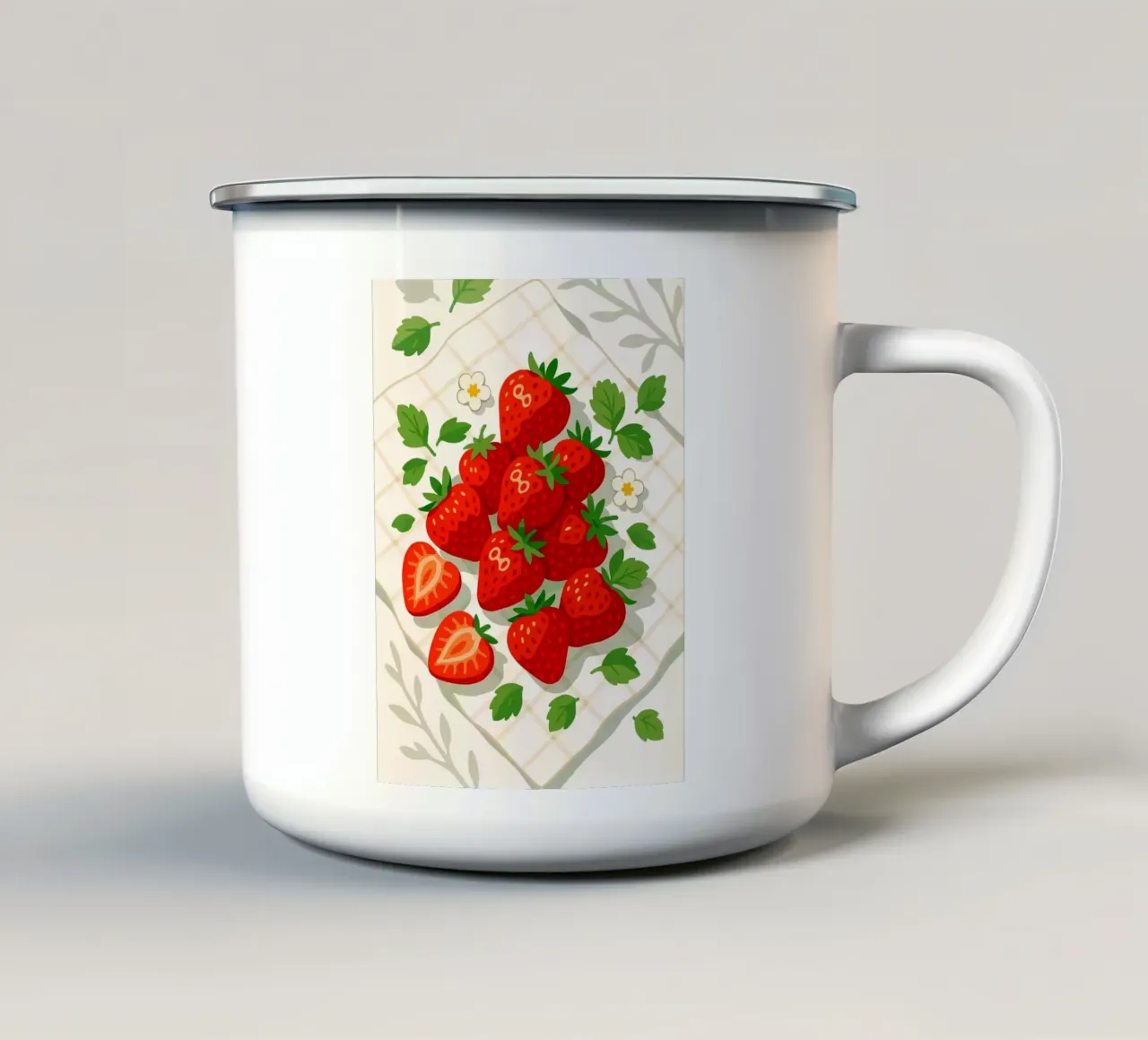 Fragole - Una tavola stilizzata tazza in smalto da BasicShopByBell