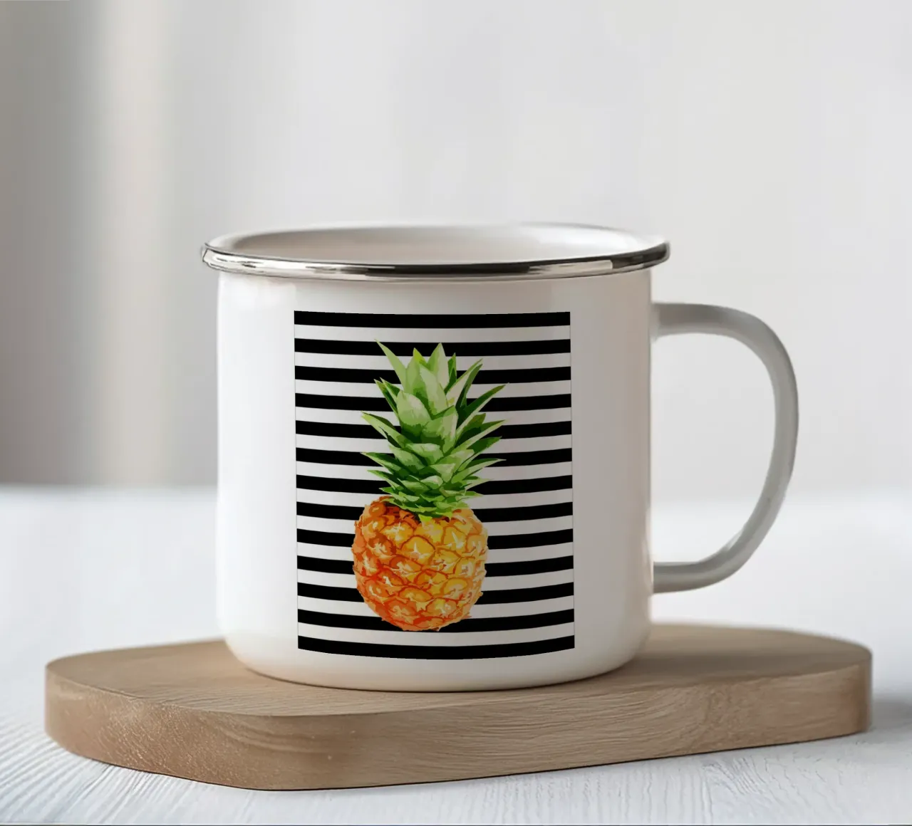 Ananas a strisce tazza in smalto da BasicShopByBell