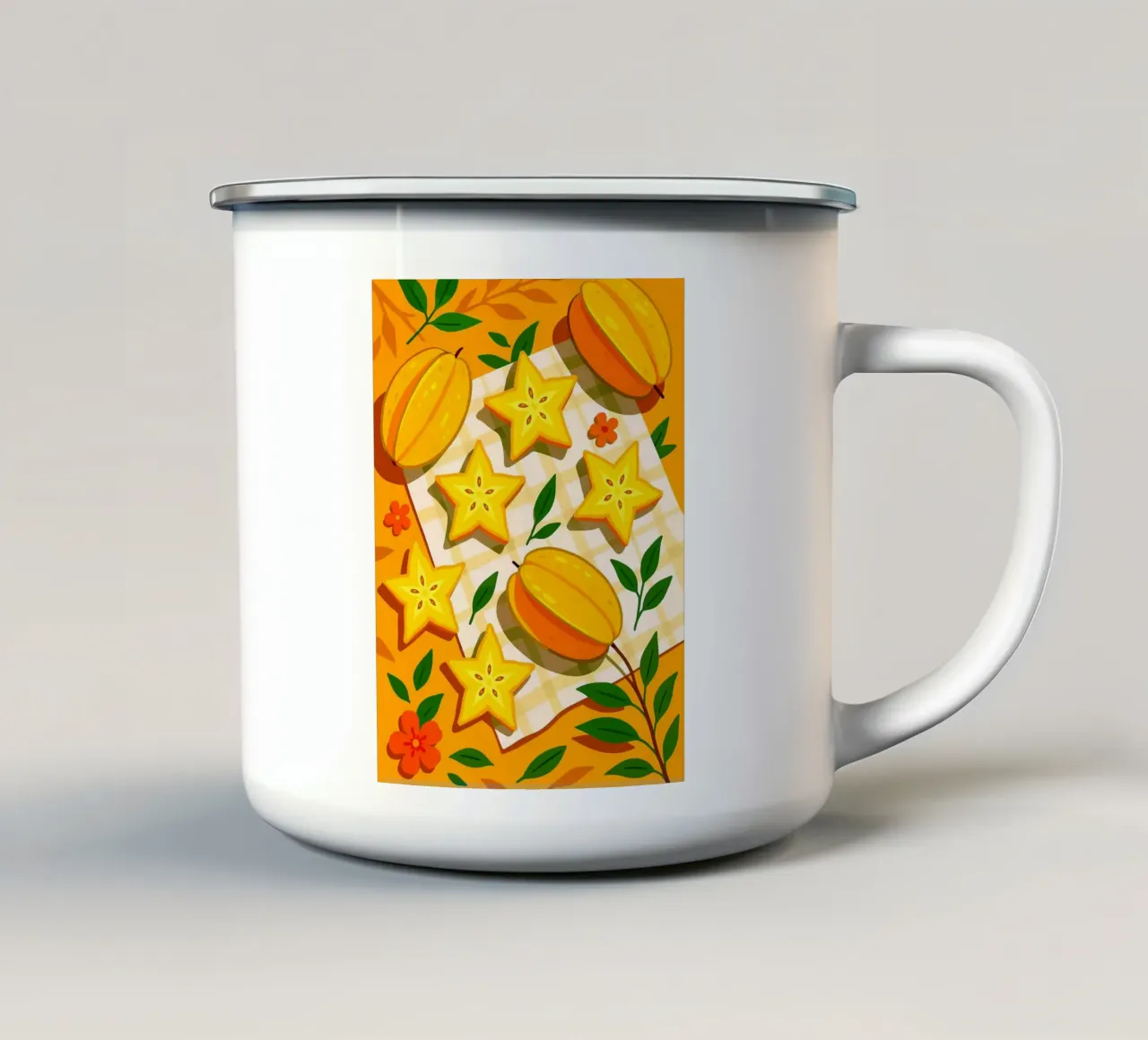 Frutta a stella: una tavola stilizzata tazza in smalto da BasicShopByBell