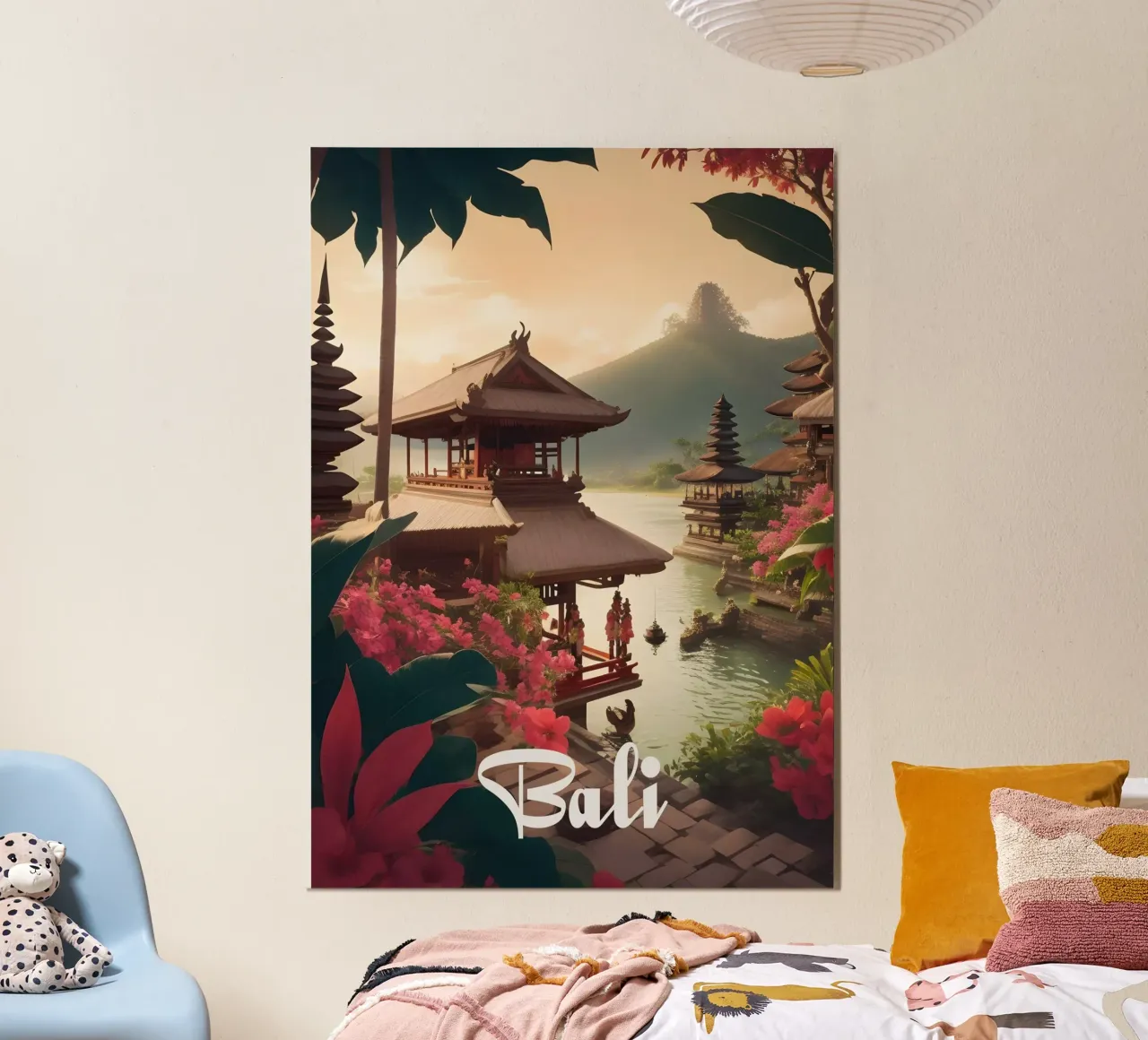 Bali Indonesia Viaggio nei templi poster con telaio in alluminio da Charnwood Prints