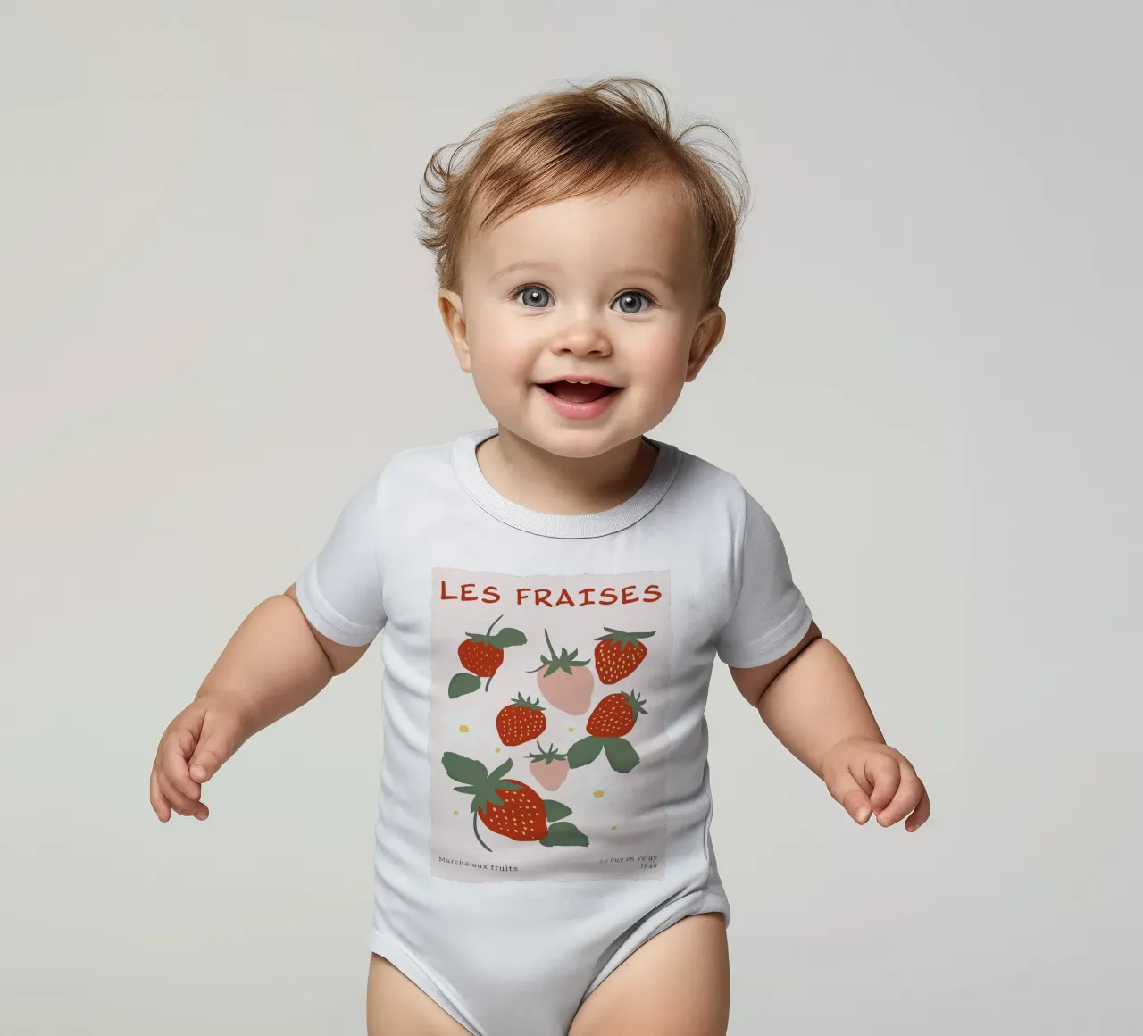 Mercato della frutta alla fragola francese body neonato maniche corte da BasicShopByBell