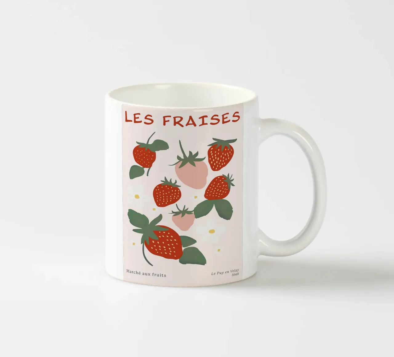 Mercato della frutta alla fragola francese tazza in ceramica da BasicShopByBell