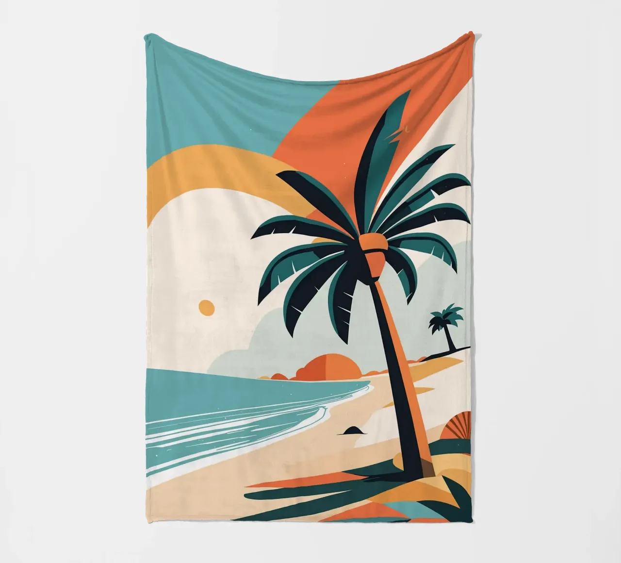 Spiaggia tropicale con palme coperta in pile da BasicShopByBell