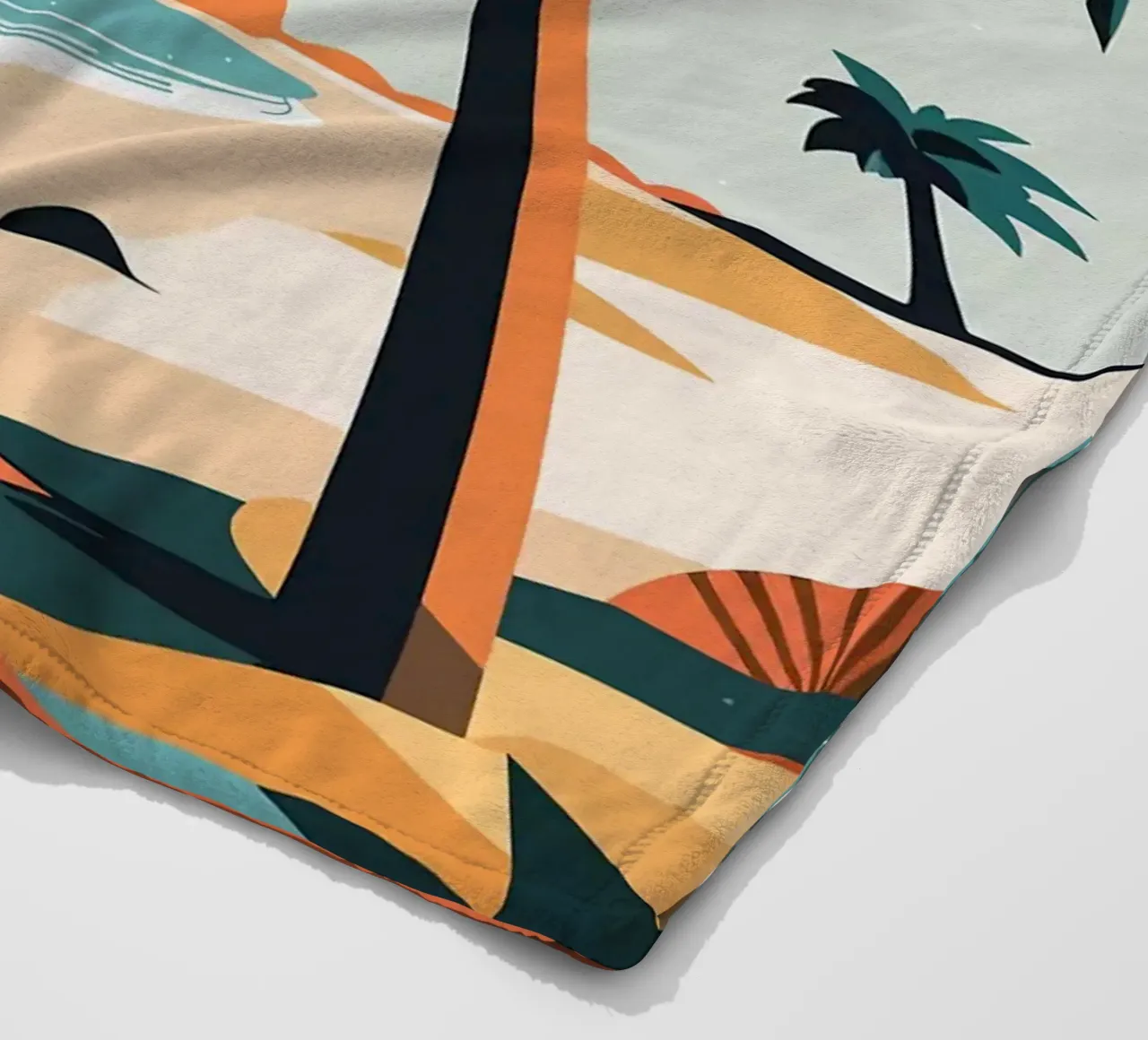 Spiaggia tropicale con palme coperta in pile da BasicShopByBell