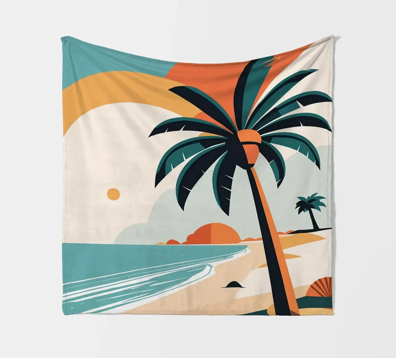 Spiaggia tropicale con palme coperta in pile da BasicShopByBell