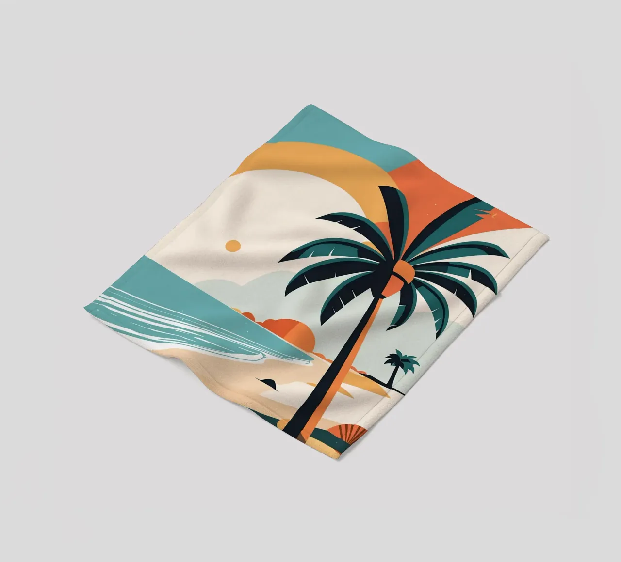 Spiaggia tropicale con palme coperta in pile da BasicShopByBell